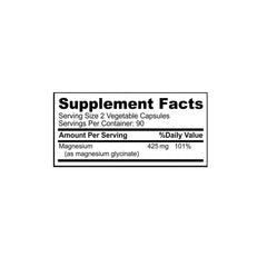 Premium Magnesium Glycinate 425mg Dietary Supplement - 180 Capsules
