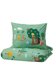 Duvet Cover And Pillowcase Forest Animal Pattern Multicolor 150x200cm And 50x80cm