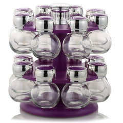 16 Piece Glass Spice Jar Rack Set
