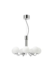 Chandelier 7 Armed Chrome Plated Opal White Glass