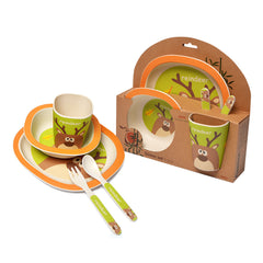 Fissman Baby Kids Tableware Dinner Set Deer 5 Pcs (Bamboo Fibre)