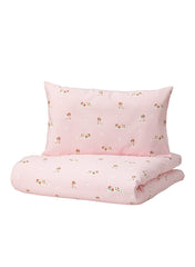 Duvet Cover 1 Pillow Case For Cot Puppy Pattern Pink 110x125 Cm And 35x55 Cm