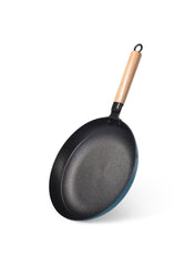 Sea Green Non-Stick Castiron Frying Pan Wooden Handle 28cm