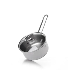 Fissman Kitchen Cookware Bambino Saucepan With Glass Lid 14Ã—6.5 cm / 0.9 Ltr (Stainless Steel)