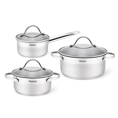 Fissman Kitchen Cookware Set Torcy 6 Pcs With Glass Lids