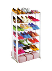 7 Tier Shoe Rack White 100centimeter - Telemall UAE