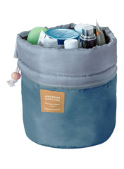 Travel Cosmetic Barrel Makeup Bag Blue