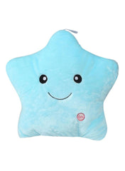 Luminous LED Star Plush Pillow Cotton Blue 12x12x5centimeter