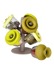 6-Piece Pop Up Spice Jar With Rack Green/Grey
