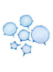 6-Piece Stretch Silicone Lids Blue 155g - Telemall UAE