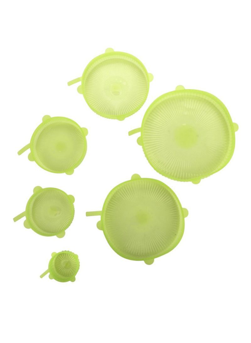 6-Piece Silicone Bowl Lid Set Green - Telemall UAE