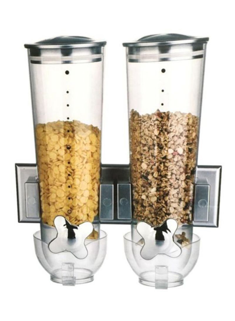 Double Container Cereal Dispenser Clear 1.2kg - Telemall UAE