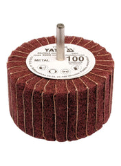 Flap+Abrassive Cloth with Shaft 80x50x6mm Grit:100-Coarse Brown Color Yato Brand YT-83399