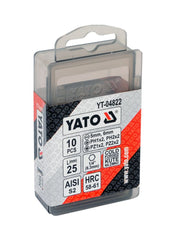 Screwdriver Bits 1/4" 25mm 10pcs/sets Yato Brand YT-04822