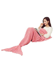 Mermaid Tail Design Sleeping Blanket for Women Acrylic Pink 78X36inch