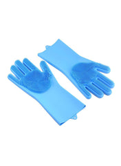 Magic Silicone Gloves With Wash Scrubber Blue 170g - Telemall UAE