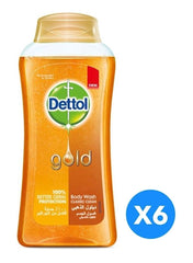 6-Piece Anti Bacterial Classic Clean Shower Gel Gold 250ml