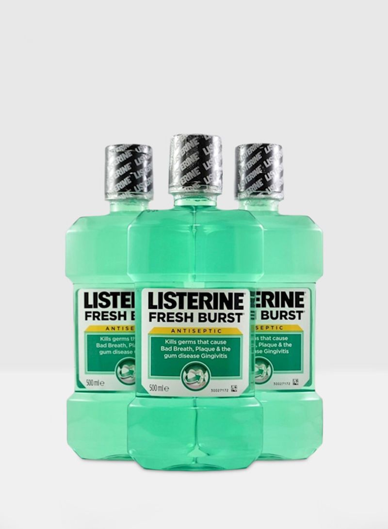 Pack Of 3 Fresh Burst Mouthwash 500ml - Telemall UAE