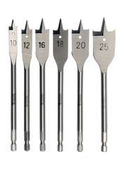 Flat Wood Drill Bit Set 6Pcs (10-12-16-18-20-25mm) Yato Brand YT-3258