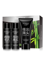 Blackhead Acne Removal Activated Carbon Bamboo Charcoal Natural Plant Extracts 3 Steps Mask Set - Telemall UAE