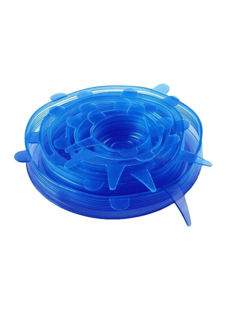 6-Piece Stretch Fresh Food Storage With Cover Blue - Telemall UAE