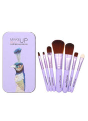 7-Piece Mini Makeup Brush Set Brown/Purple