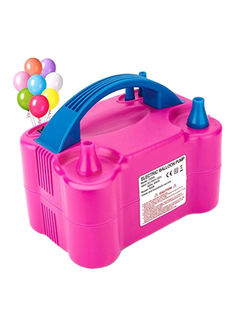 Portable Dual Nozzle Electric Air Balloon Pump Pink/Blue - Telemall UAE