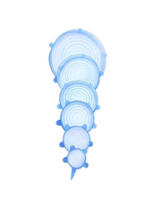 6-Piece Reusable Silicone Stretch Lids Blue 44x82x2centimeter - Telemall UAE