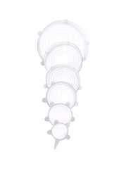 6-Piece Silicone Stretch Lid Set Clear - Telemall UAE