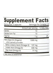 Vegan Hemp Oil Omega 3-6-9 Dietary Supplement-90 Vegan Capsules