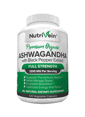 Premium Organic Ashwagandha 1200mg - 120 Capsules