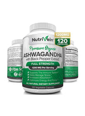 Premium Organic Ashwagandha 1200mg - 120 Capsules