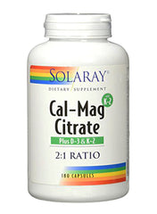 Cal-Mag Citrate 2:1 With D-3 And K-2 Dietary Supplement - 180 Capsules