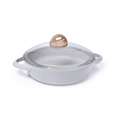 Fissman Kitchen Cookware Shallow Pot Borneo 28Ã—7.2 cm / 3.6 Ltr With Glass Lid (Aluminum With Non-Stick Coating)