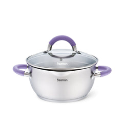 Fissman Kitchen Cookware Stockpot Annette 18Ã—9 cm / 2 Ltr With Glass Lid, Pouring Lip And Lid Strainer (Stainless Steel)