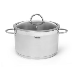 Fissman Kitchen Cookware Stockpot Benjamin 28Ã—16 cm / 9.8 Ltr With Glass Lid (Stainless Steel)