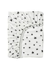 Fitted sheet, star pattern/white, 90x200 cm