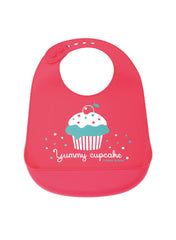 Sweet Cupcake Silicone Bib With Pocket Coral Pink 74/020