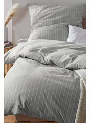 Premium Fine Flannel Duvet Set 135 x 200 cm Grey/White