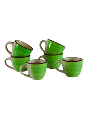 Stoneware Espresso Cup Set Green 6Pcs