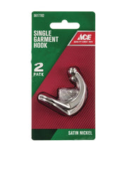 Satin Nickel Silver Metal Garment Hooks 0.635cm 2Pcs Small