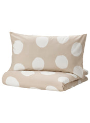 Duvet Cover And 2 Pillow Cases Beige White Dotted 240x220 Cm And 50x80 Cm
