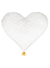 Atmosphera Polyester White Heart Cushion W Pompoms 40 x 9 x 45cm