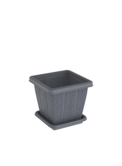 Cedargrain Plastic Square Planter With Tray 10 L