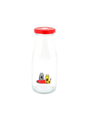 Cats Pattern Glass Bottle 320 Ml Red