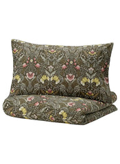 Duvet Cover And 2 Pillowcases Dark Green Multi Color 240 x 220 50 x 80 Cm
