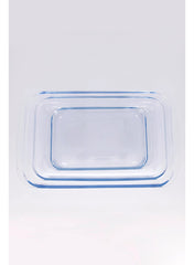 3-Piece Borosilicate Rectangular Glass Baking Tray, Transparent