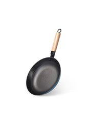 Seagreen Non-Stick Cast Iron Frying Pan W Wooden Handle 24cm