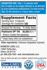 Serra-Rx80,000 Su Serrapeptase Dietary Supplement - 180 Vegetarian Capsules